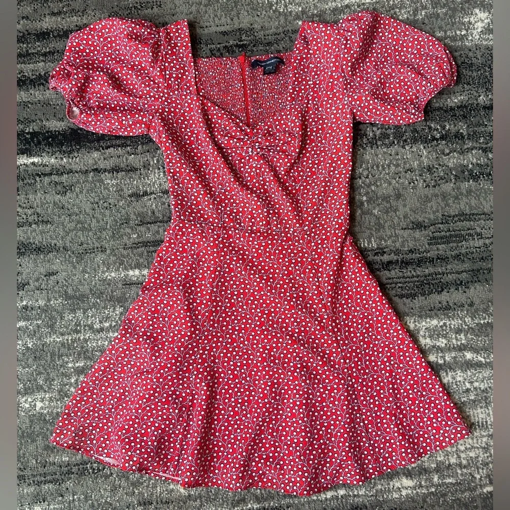 french connection red mini dress french connection red dress Kara Print Long Sleeve Flared Mini Dress